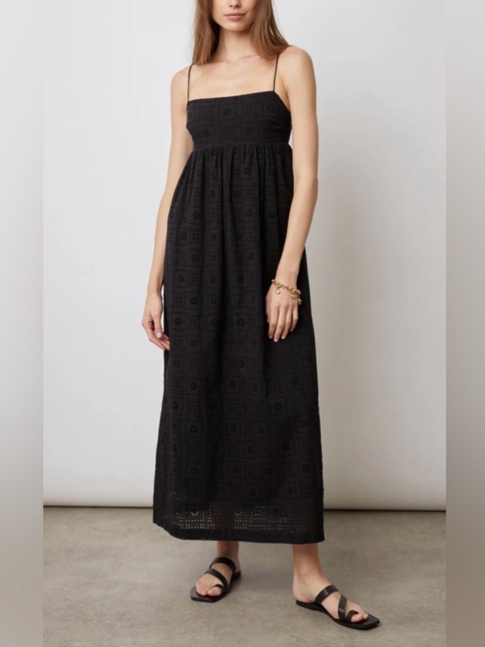 RAILS Lucille Eyelet Maxi Dress 100% Cotton Spaghetti Straps Flowy Empire US S